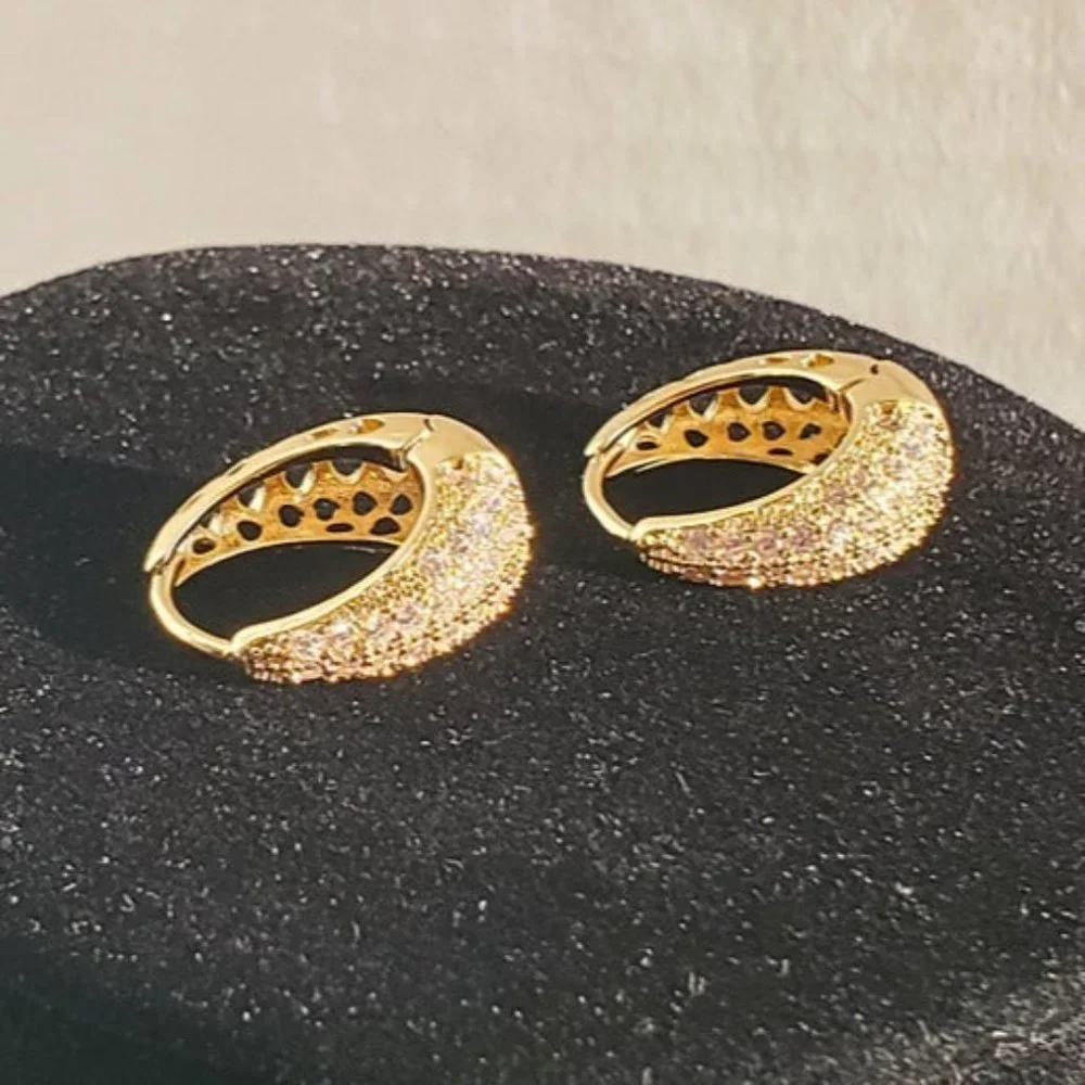 14K Gold Chunky Hoop 2ct Diamond Earrings Womens Oval Hoops Ladies Jewelry 2 ct - Picture 5 of 7